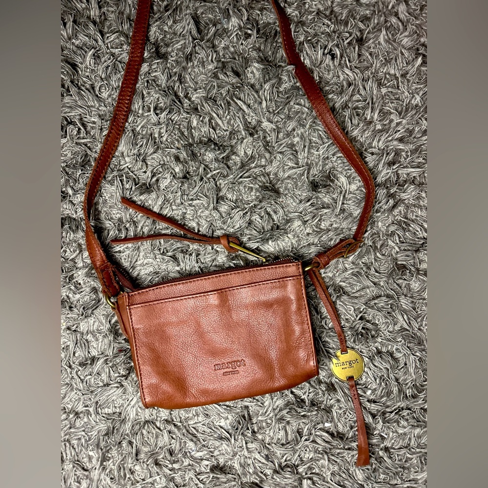 margot Cognac Brown Leather Crossbody Bag
